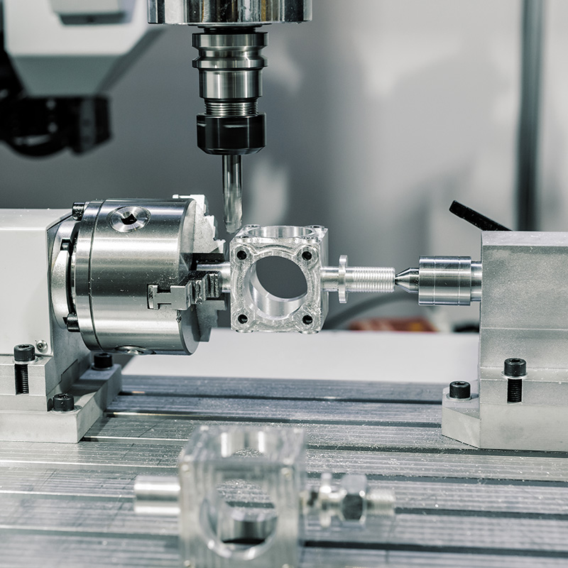 Precision milling CNC machine tool makes part. Metalworking.