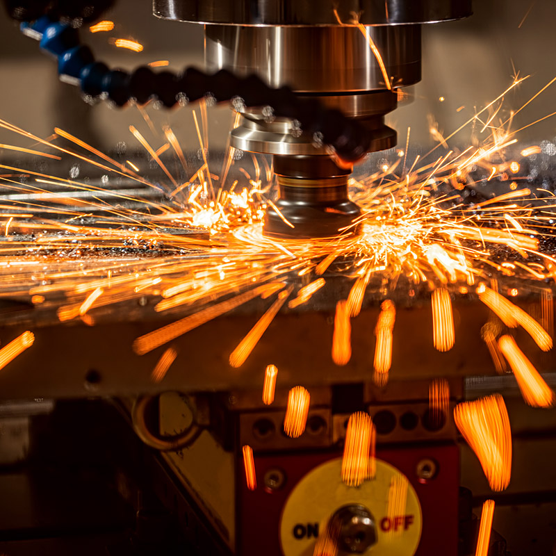 Metalworking CNC lathe milling machine. Cutting metal modern processing technology. Milling is the process of machining using rotary cutters to remove material by advancing a cutter into a workpiece.
